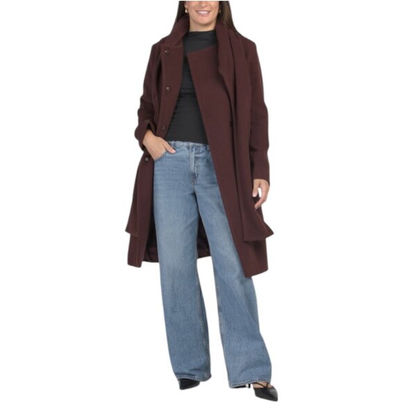 ICONS BY CINZIA ROCCA Italian Wool/Cashmere Quarter Coat With Removable Scarf - Picture 1 of 4